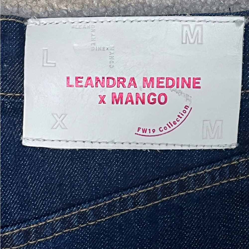 Leandra Medine X Mango Button Fly Dark Denim Jeans Women’s 4 Straight Hi Rise - Picture 6 of 14